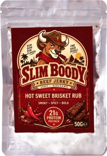 Slim Boody Hot Sweet Brisket Rub beef jerky, 50 g pack